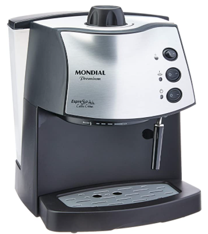 Cafeteira Mondial Com 15 bar de pressão, o controle de saída de vapor ajuda você a preparar um café ou cappuccino cremoso, consistente e saboroso é claro que você tem que observar o tempo de vapor!